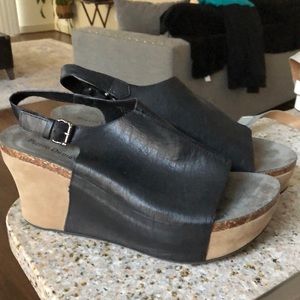 Black Leather Platform Heels
